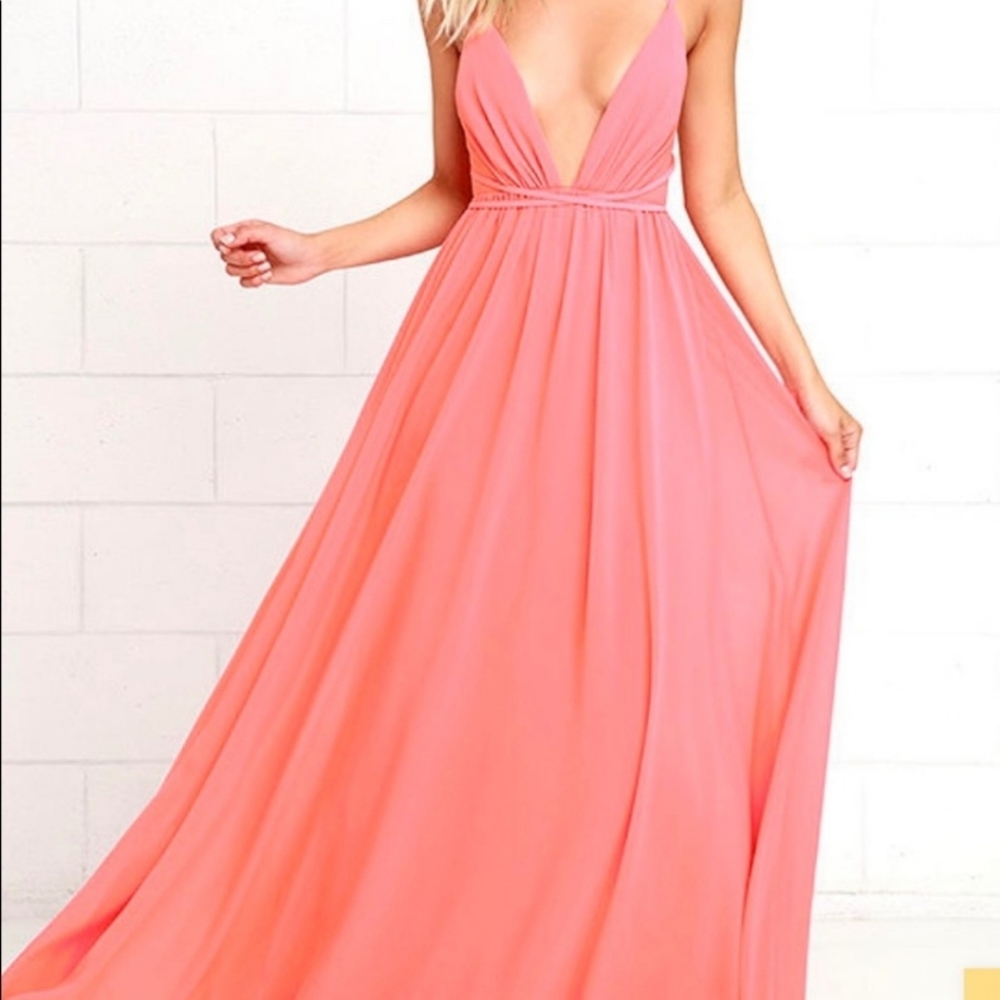 Long coral maxi dress (event)